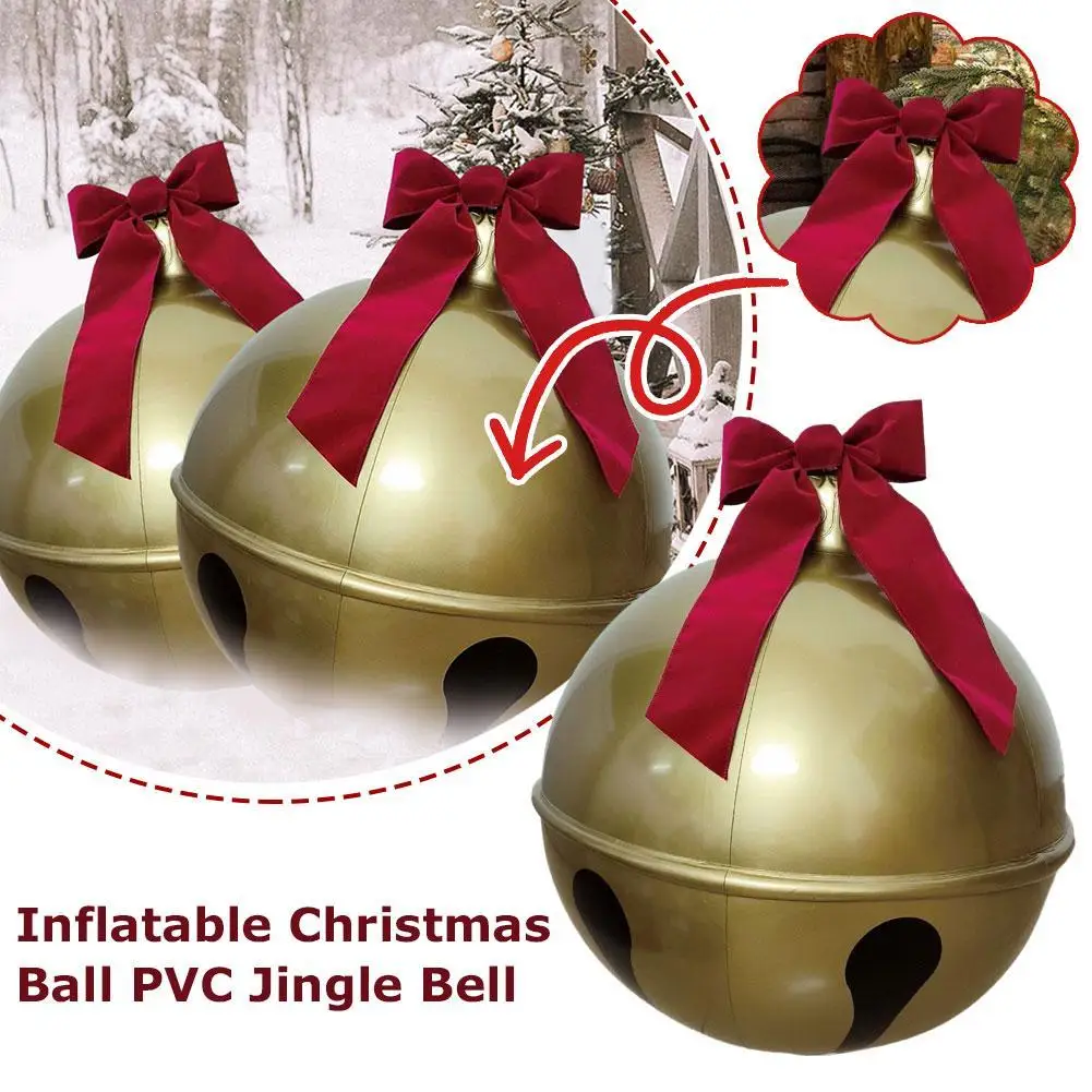 60/45cm Christmas Bell Inflatable Ball Decorate Bell Giant Decorated Jingle Bell Home Garden Ornaments PVC DIY Xmas Tree Bells