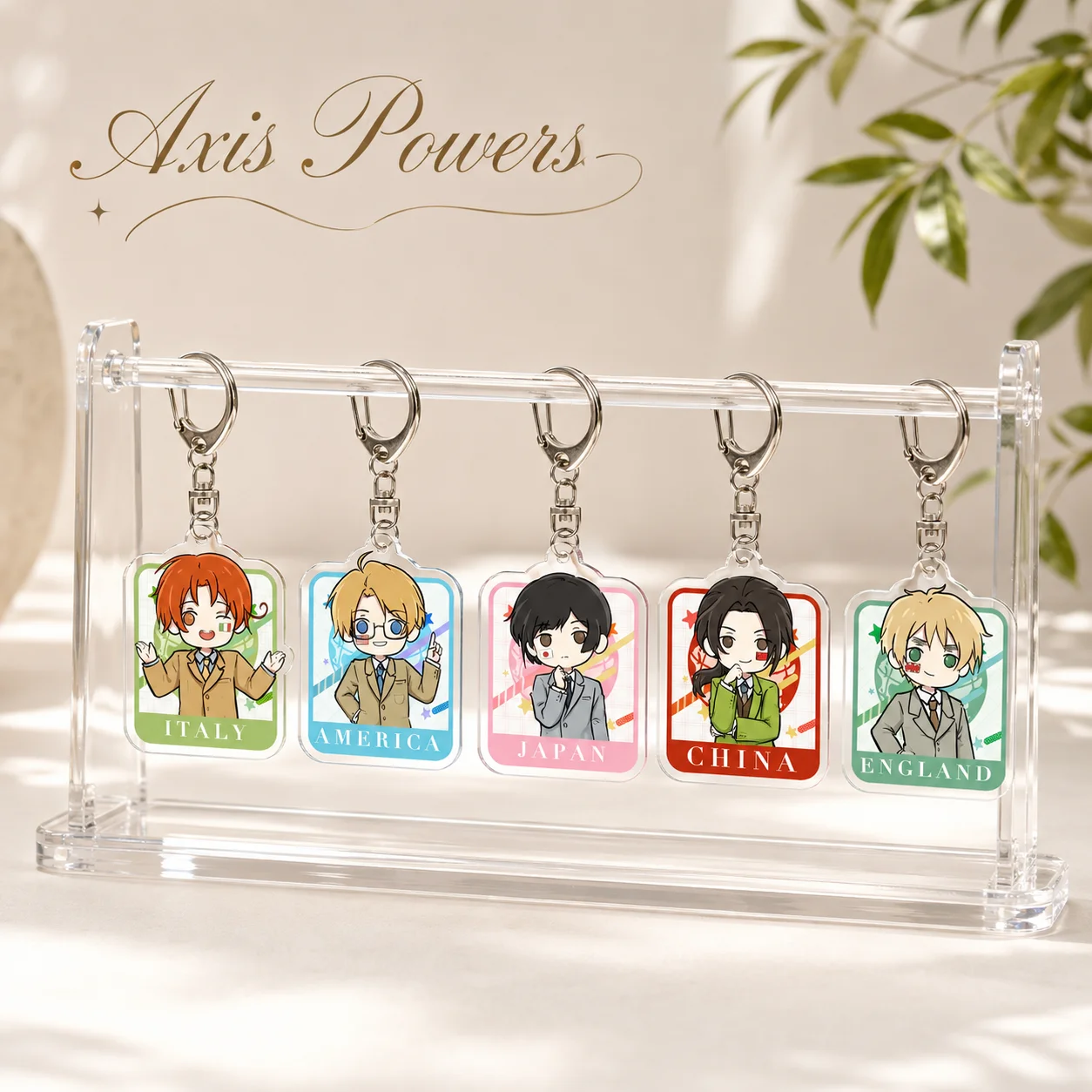 Hetalia Axis Powers National Character Keychain Double Sided Print Acrylic Keyring Lightweight Backpack Accessory Mini Fan Gift