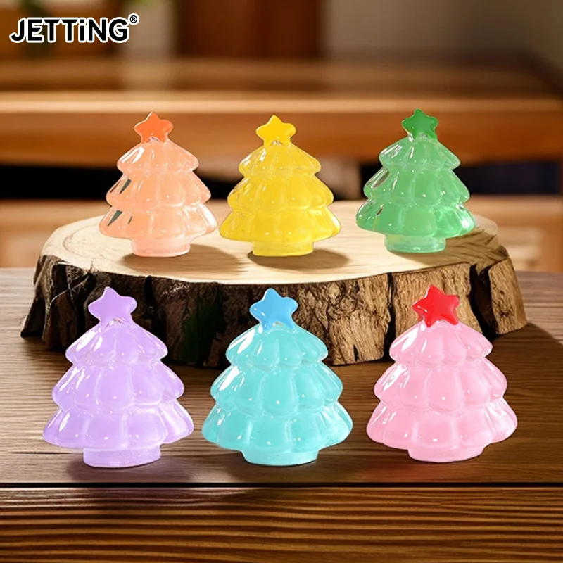 Luminous Christmas Tree Ornament Plants Micro Landscape Figure Glowing Miniature Statue Potted Mini Garden Accessories