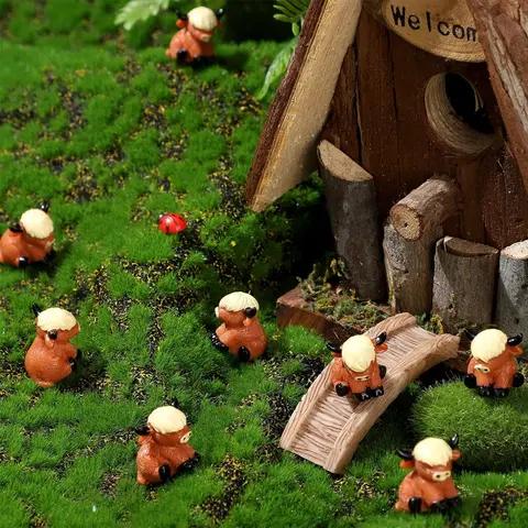 3/6 st söta mini-hartsfigurer av höglandskon, miniatyrer, skrivbordsdekoration för älvor och trädgårdar, mikrolandskapsdekoration för gör-det-själv-hantverk 8 best sales miniatyr ko leksaker - №7