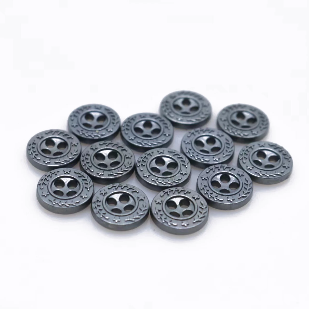 10mm round metal gun black 4hole sewing button shirt buttons metal button 50ps