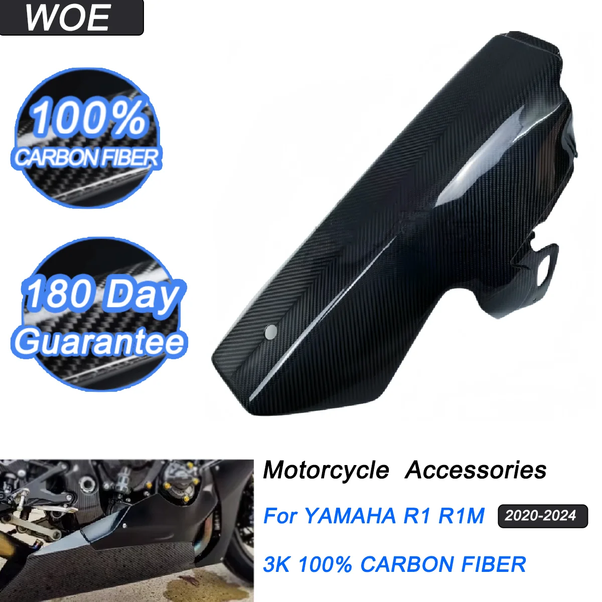 

3K 100% Dry Carbon Fiber for For YAMAHA R1 R1M 2020 2021 2022 2023 2024 Motorcycle Belly Pan Cowl Undertray Lower Side Covers