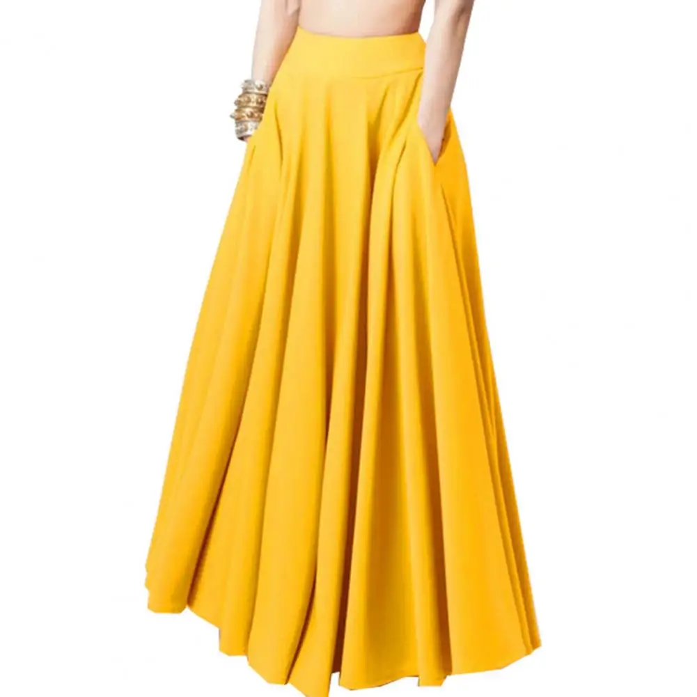 

2024 Women Sundress Fashion Maxi Skirts Elegant Long Party Vestidos Female High Waist A-Line Solid Robe Loose Fit Pleated Beach