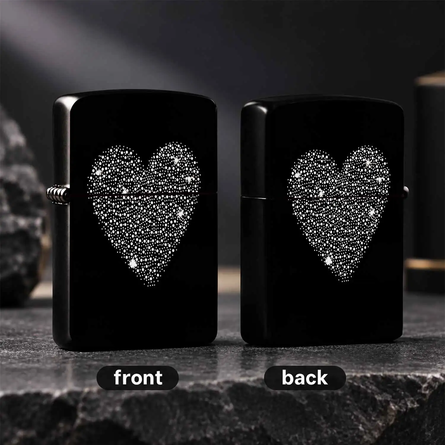 Stylish Rhinestone Inlaid Glittering Heart Lighter, Sparkling Starburst Accent Decor, Portable All-scenario Daily Use Light Tool, Ideal Thoughtful Present for Loved Ones, Minimalist Black Base with Bright White Diamond D A Humorous And Inte
