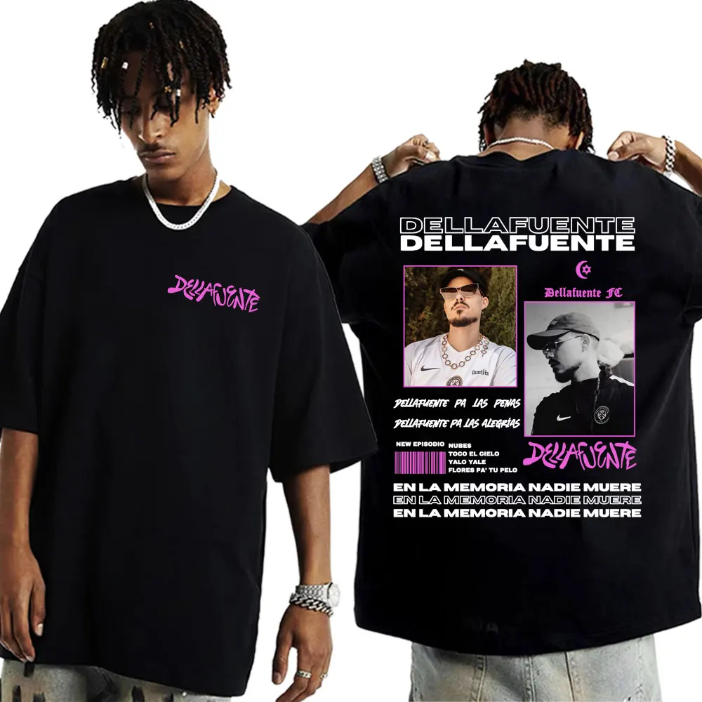 Camiseta de Algodón de Alta Calidad para Hombre, Verano 2026, con Estampado de Dellafuente "En La Memoria", Estilo Y2K, Holgada, Informal, Transpirable, Deportiva