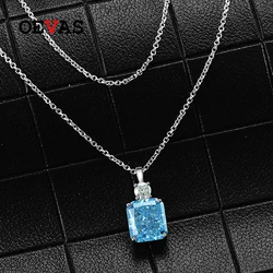 OEVAS 100% 925 Sterling Silver 9*10mm Aquamarine Yellow Pink High Carbon Diamond Pendant Necklace For Women Fine Jewelry Gifts
