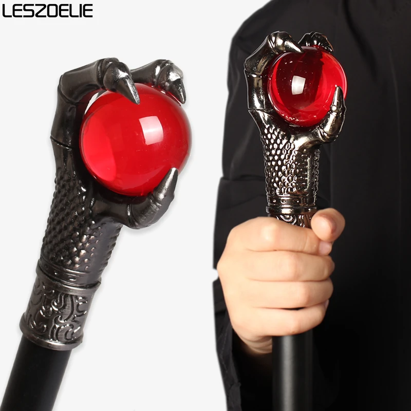Bastón para caminar con garra de dragón plateado antiguo de lujo con bola de cristal roja, bastón elegante para hombre, bastones de fiesta a la moda para mujer