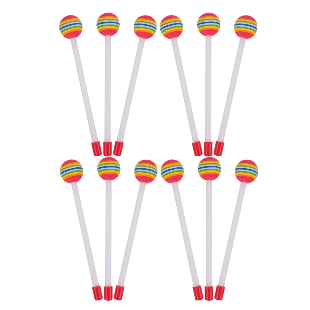 

12 Pcs Colorful Drumsticks Gong Percussion Mallets Musical Instrument Plastic Chinese Child