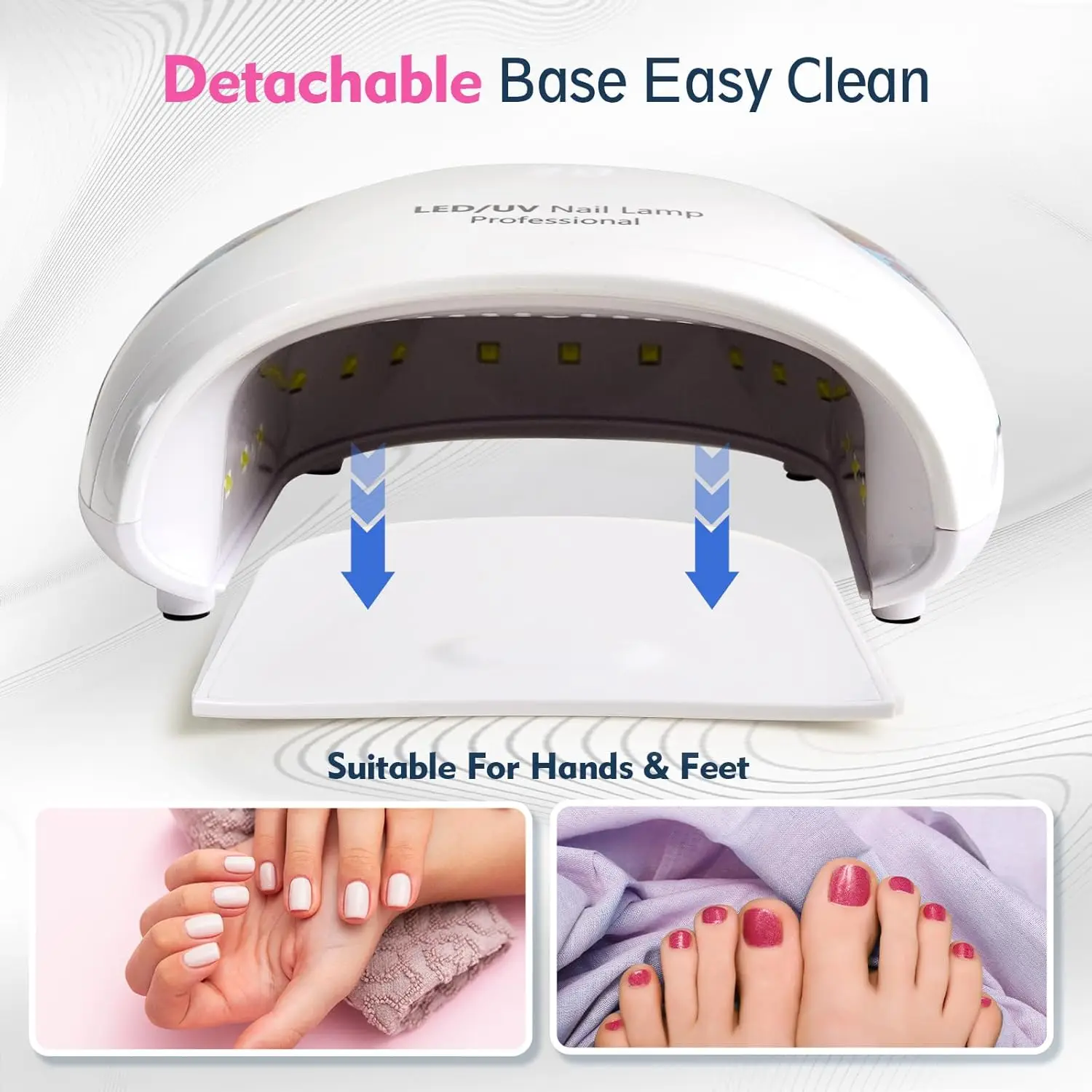 مصباح أظافر LED بالأشعة فوق البنفسجية، مجفف طلاء جل بقدرة 48 وات مع 4 إعدادات للمؤقت وشاشة LCD