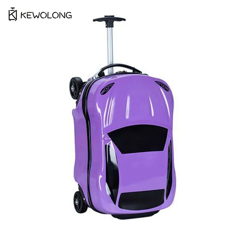 Mala infantil com design de carro de 18 polegadas com 360 °   Rodas, bagagem de mão de desenho animado para meninos para bolsa de viagem infantil