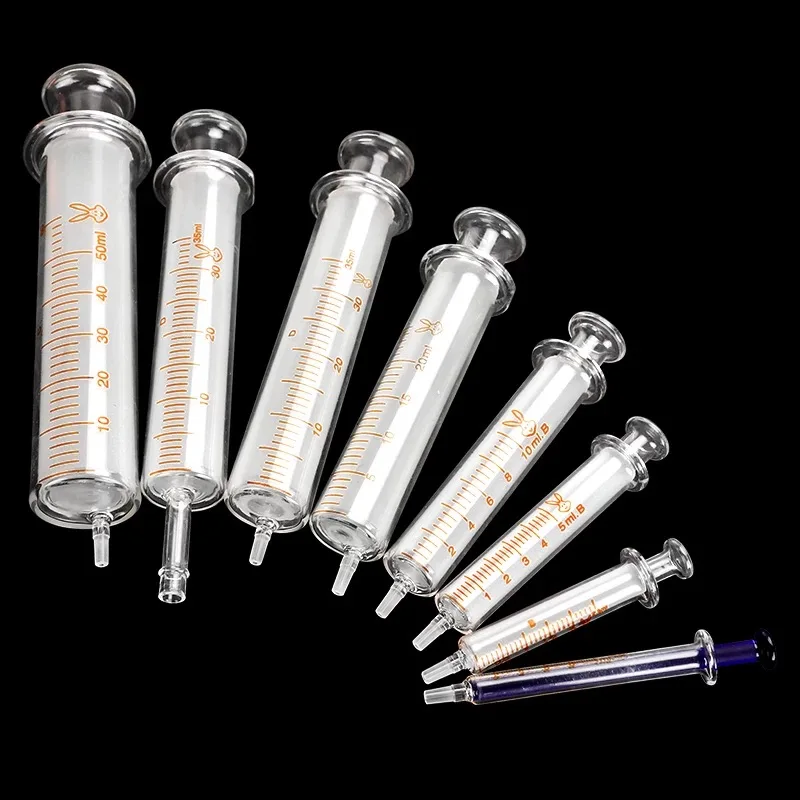 All size 1ml to 100ml Lab Disposable Glass syringe Glass Liquid Syringe transfer pipette without Needle