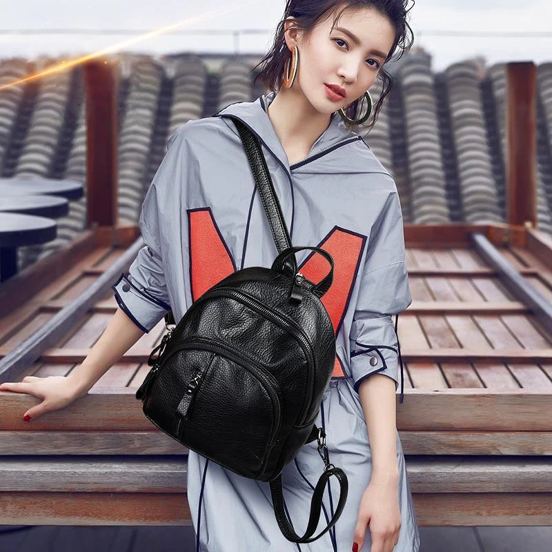 

Mini Travel Backpack School Bags Girls Anti-theft Soft PU Leather Backpack Women Vintage Shoulder Bag Ladies