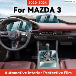TPU For MAZDA 3 2020-2024 Transparent Protective Film Car Interior Central Control Navigation Panel Accessories Sticker
