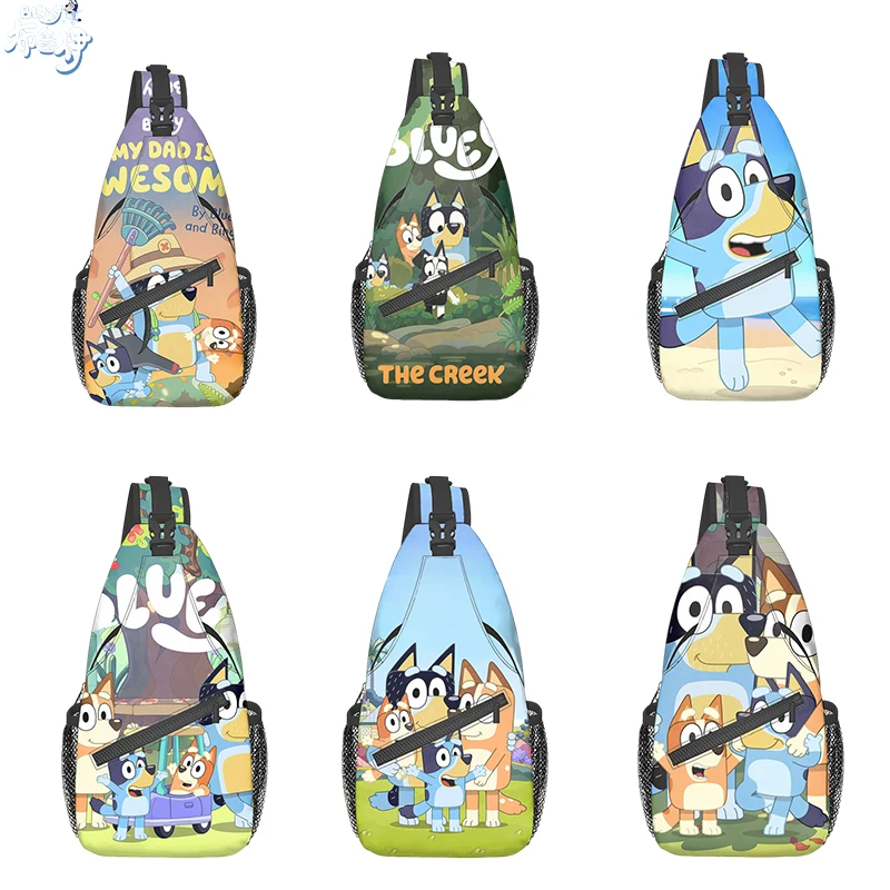 

Новинка 2024, сумка через плечо Bluey, Повседневная нагрудная сумка через плечо с принтом в виде собаки бинго, симпатичные подарки для мальчиков