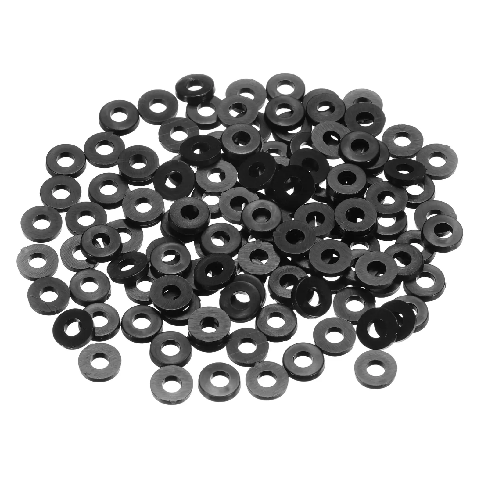 24-125Pcs M2-M12 Nylon Flat Washer 1-3mm Thick Black Plastic Sealing Gasket Spacer for Fasten Screws Flanges Faucet Pipe Valves
