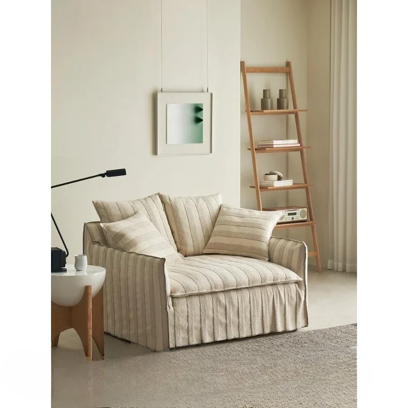 Leisure chair cotton and linen fabric small apartment removable and washable wabi sandy wind designer double sofa Z