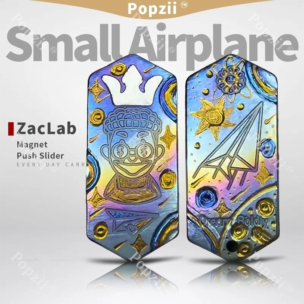 ZacLab Titanium Alloy Small Airplane Hand Carving Mechanical Push Slider Stress Relief Gadgets Fidget Slider Adult Anxiety Toys