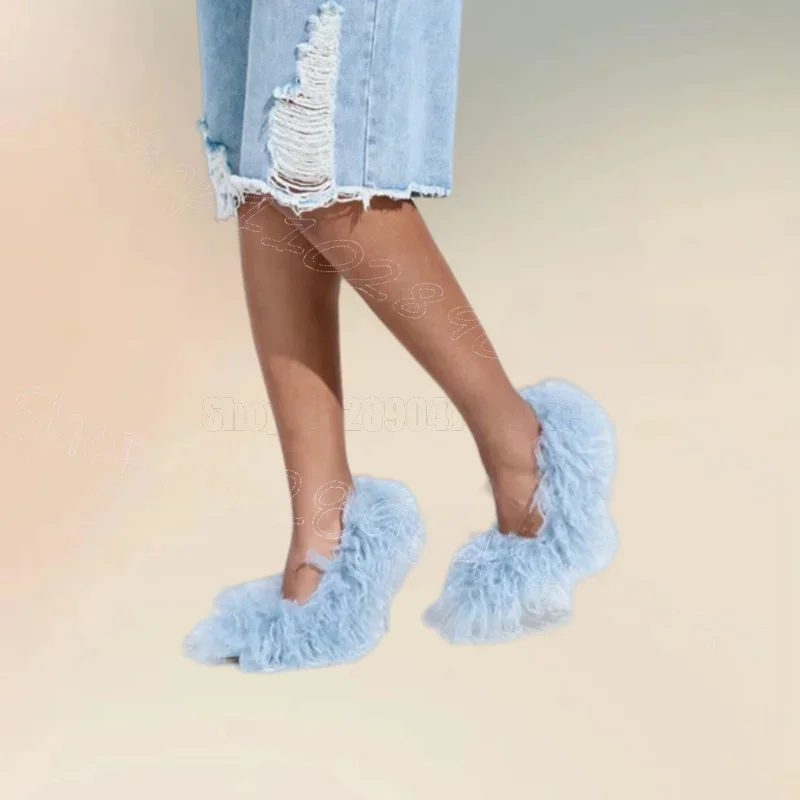 

Небесно-голубые туфли-лодочки с перьями, на тонком высоком каблуке, с острым носком, без застежки, для женщин, модные, для вечеринок и банкетов, 2025, Zapatos Para Mujeres