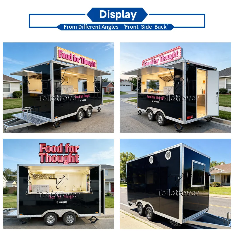 Wholesale Outdoor Mobile Food Truck Trailer Commercial Food Truck Sweet Snack Curved Mobile Food Trailer with Sinks