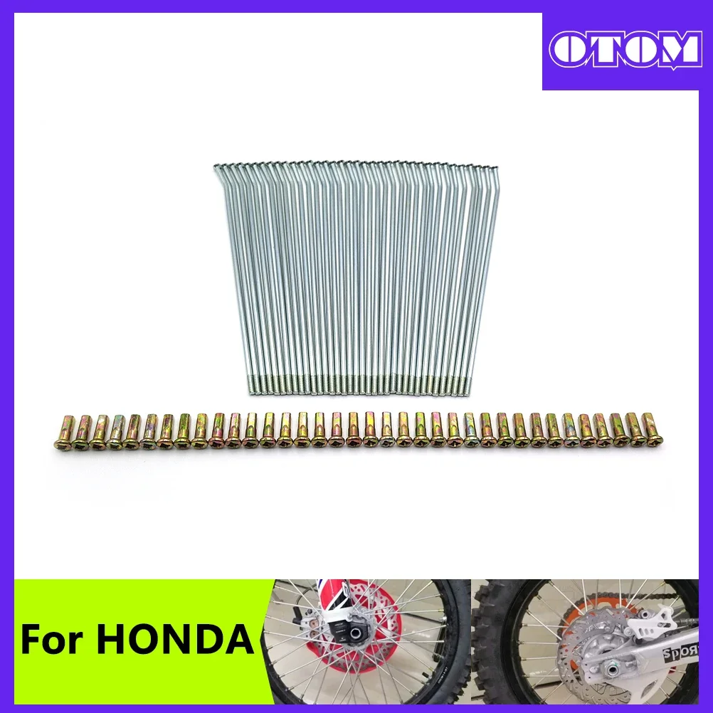 

OTOM Motocross 21 Front 18/19 Rear Wheel Spoke Kit With Steel Nipple Cap For HONDA CR125R CRF250R CRF250X CRF450R CRF450L