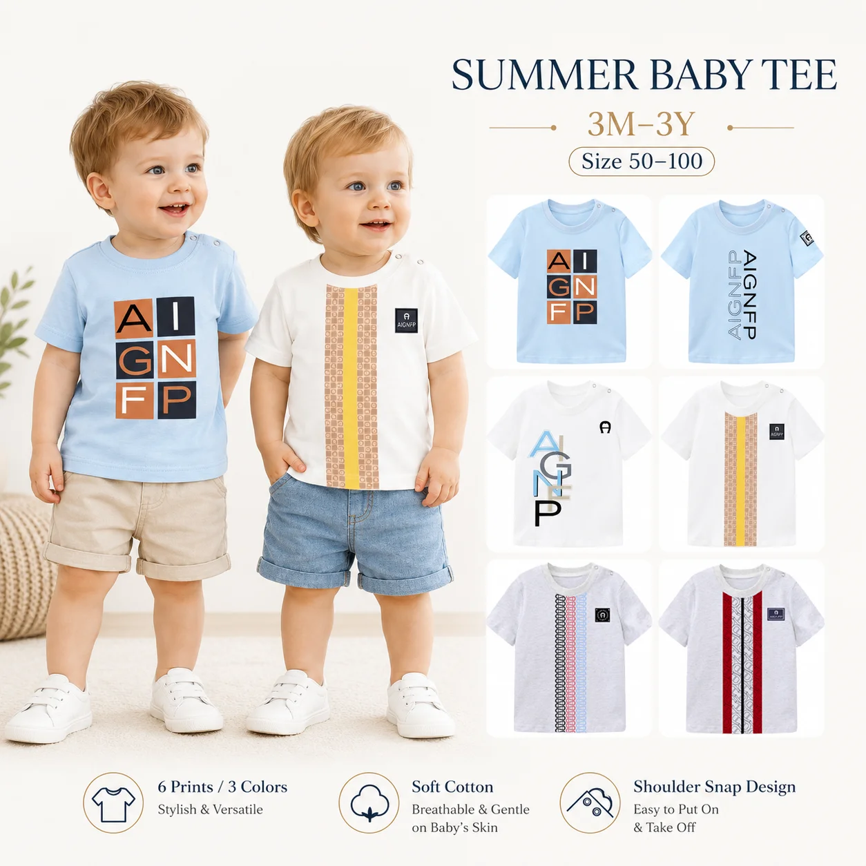 Trend baby t shirt Newborn summer clothes 2026 New Infant casual wear cute letter print Toddler boy T-shirt cotton short sleeves