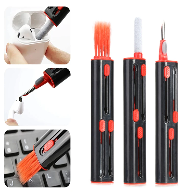 3 In 1 Cleaning Pen Headphones Mobile Phone Tablet Keyboard Dust Dirt Clean Tool For AirPods iPhone Samsung Earphone Cleaner 