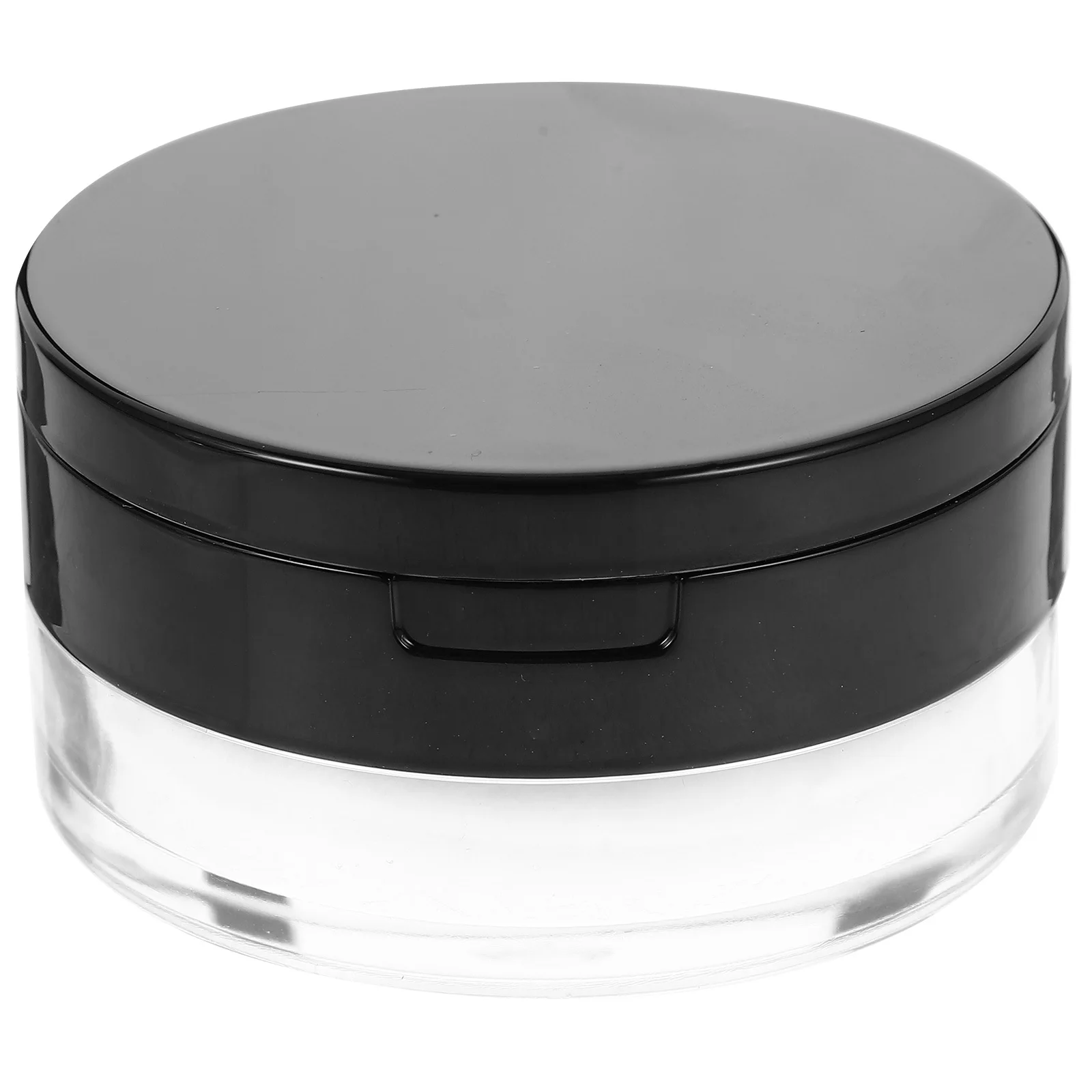 

Loose Powder Case Black Double Layer Mirror Design Portable Makeup Container Leak Proof for Travel Outdoor Use Empty Powder