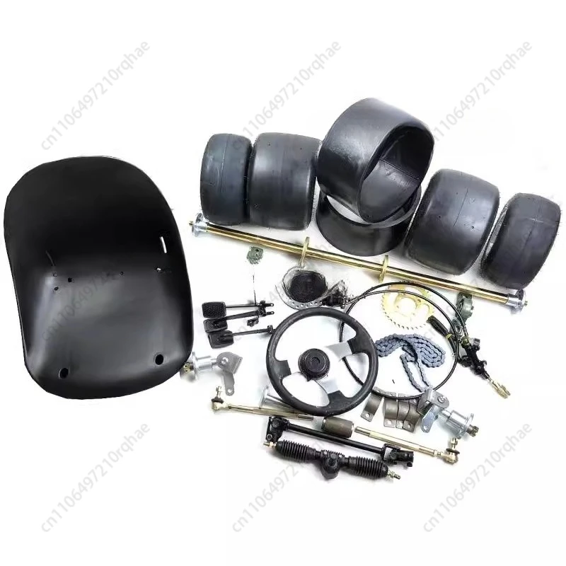 ملحقات كارت ذات أربع عجلات منزلية الصنع إطار معدل للتعليق الأمامي والخلفي التوجيه المحور الخلفي المحور الخلفي إطارات 5 بوصة