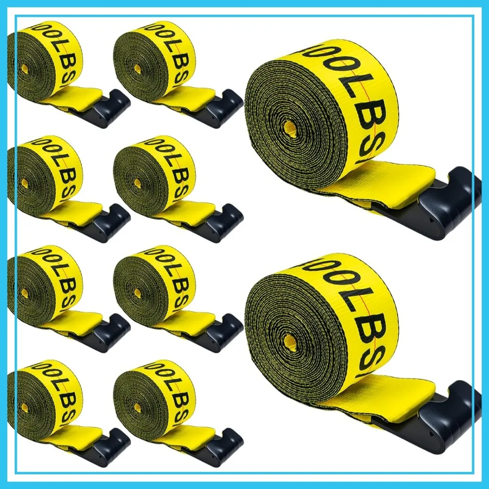 

4" x 30' Heavy Duty Tie Down Straps 10 Pack, 18,000lbs Break Strength, 6,000lbs WLL, Winch Straps for Flatbed Trucks & Trailers