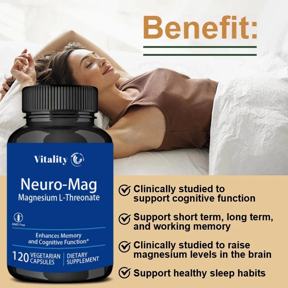 Magnesium L-Threonate - Super Absorbable Magnesium, Vegetarian Capsules To Enhance Sleep Quality, Focus and Overall Cognition