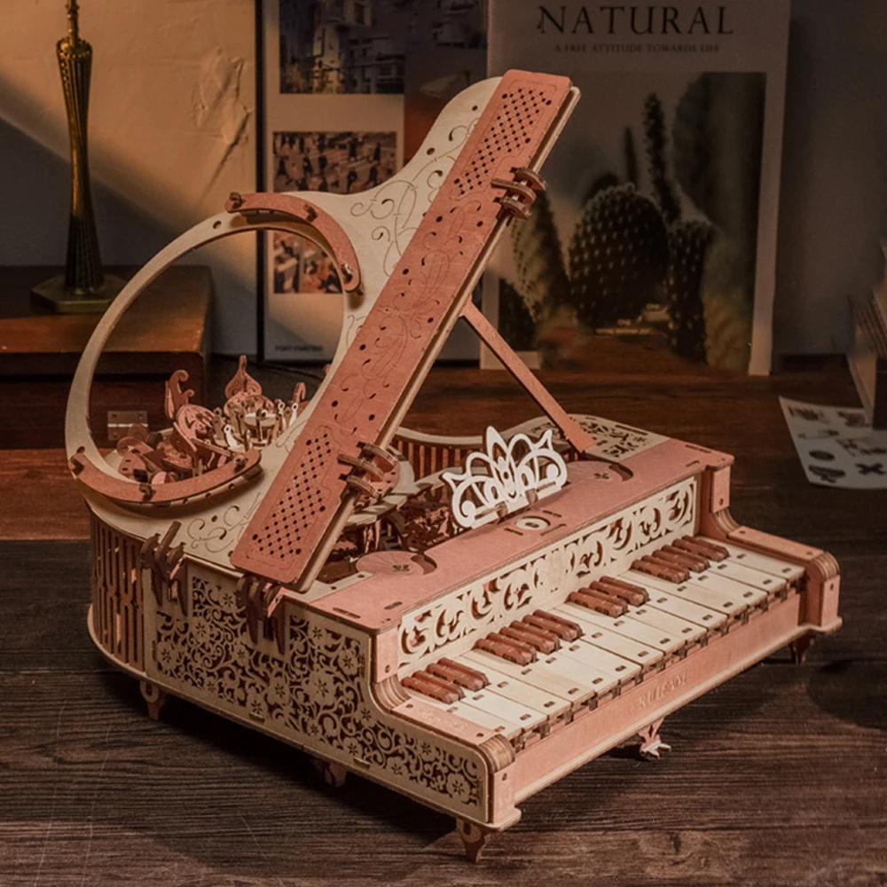 

DIY Wooden 3D Puzzles Time Piano Can Play Miniature Model Kits With Sound Jigsaw Puzzle for Friends Birthday Gifts