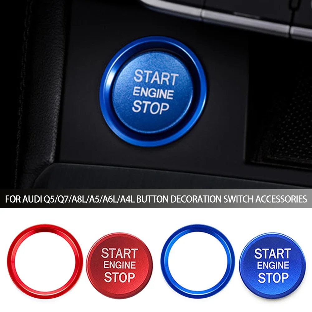 Para audi a4 a5 b9 b8 bt a7 c7 4gb q5 8r auto motor start stop botão capa anel de ignição decoração acessórios do carro