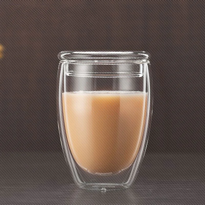 2018 Double Walled Glass Double-deck Glass Mugs With Lid Bearable High Quality Wine Beer Glass Egg Shaped coffee tea Cup