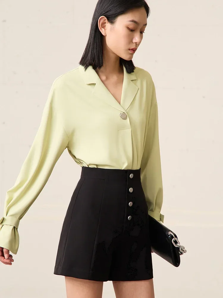 

AMII Minimalist 2025 Spring New French Chiffon Shirt For Women V-neck Blouse Loose Trendy Solid Female Tops Office Lady 12341138