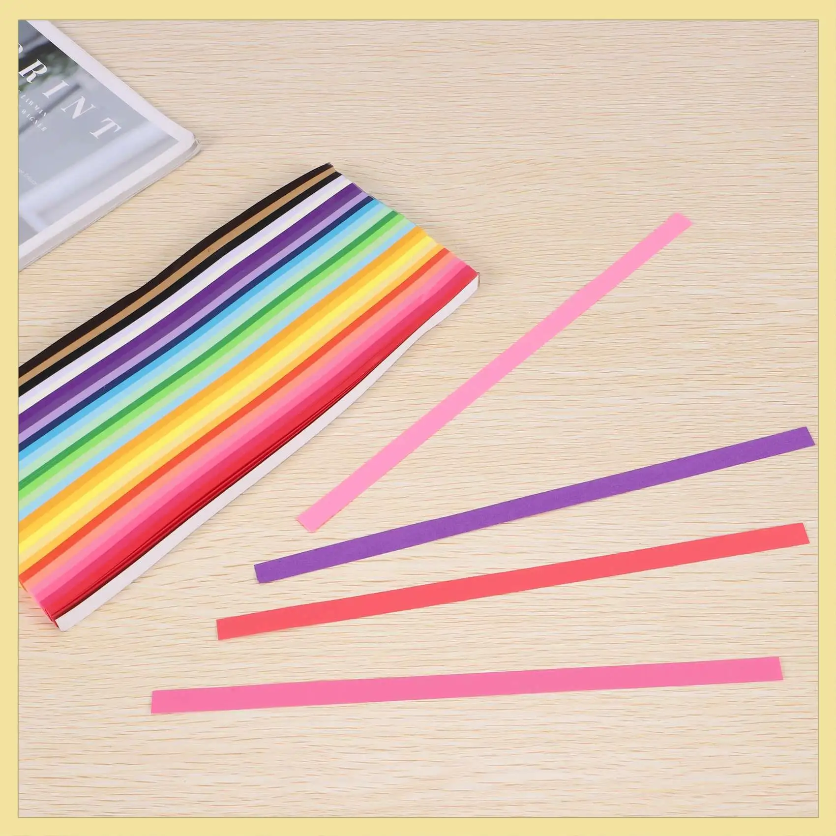 TTKK-2060 Blatt Star Origami-Papier, 27er-Sortiment, farbige Papierstreifen, doppelseitige Origami-Dekorationspapierstreifen in einfarbiger Farbe