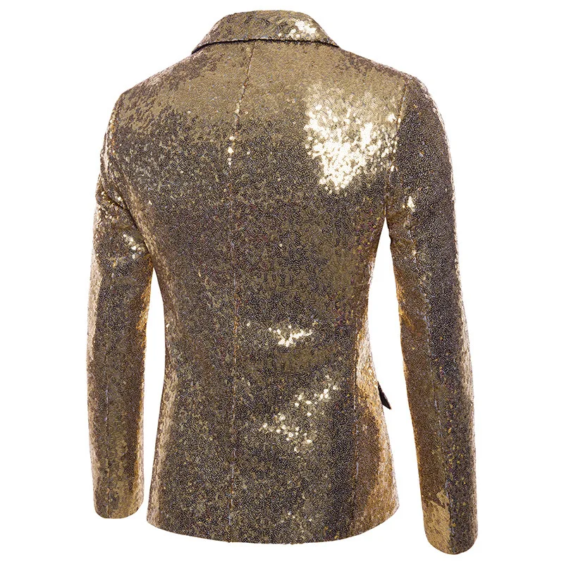 Shiny Gold Sequin Glitter Embellished Blazer Jacket Men, Nightclub Prom Suit Blazer,Male Costume Homme Stage Clothes For singers