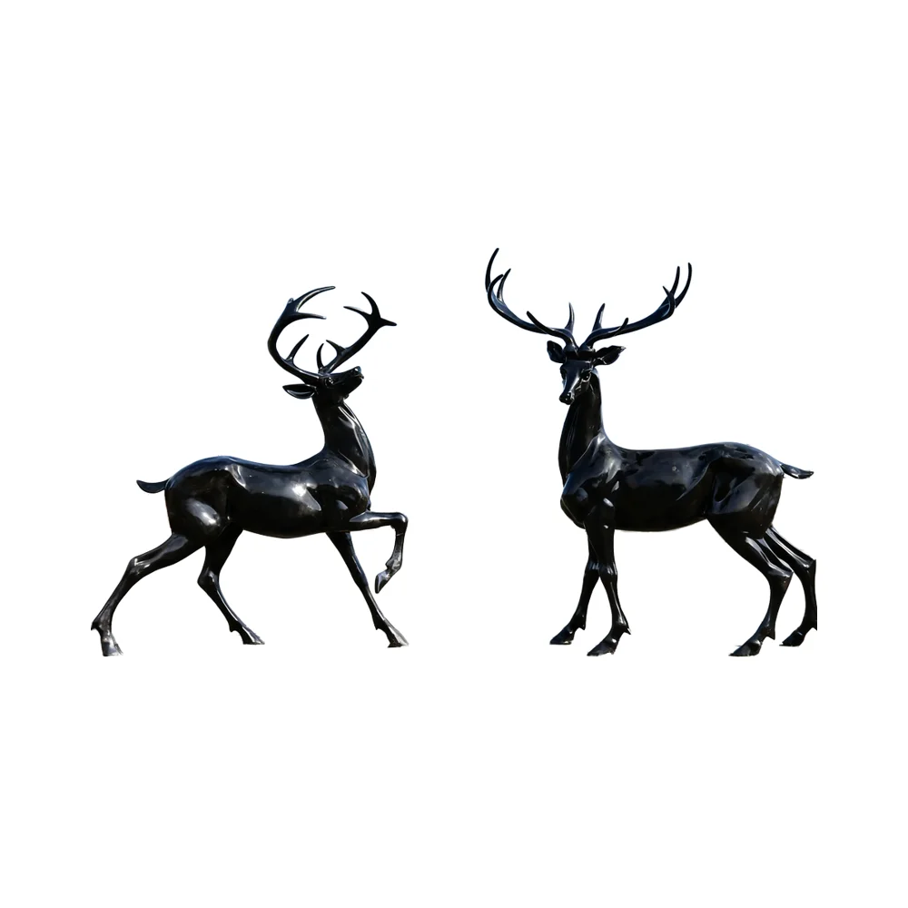 

Abstract black stainless steel deer statue can be customized color metal art sculpture outdoor garden park decoration