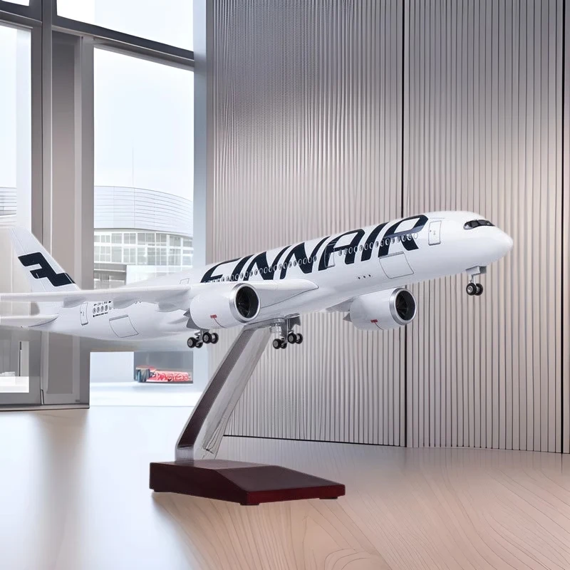 

1/142 Scale Model FINNAIR Airline 47CM Diecast Plastic Resin Airplane Airbus A350 With Light and Wheel Collection Display Gifts