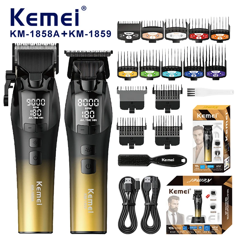 

Kemei 1859-1858A Electric Hair Clippers Man Barber Professional Hairdressing Cordless Hair Cutting Machine Hair Trimmer