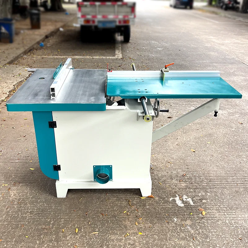 Woodworking machinery, woodworking push table circular disc saw, swing angle 45 degree axis tilt push table saw