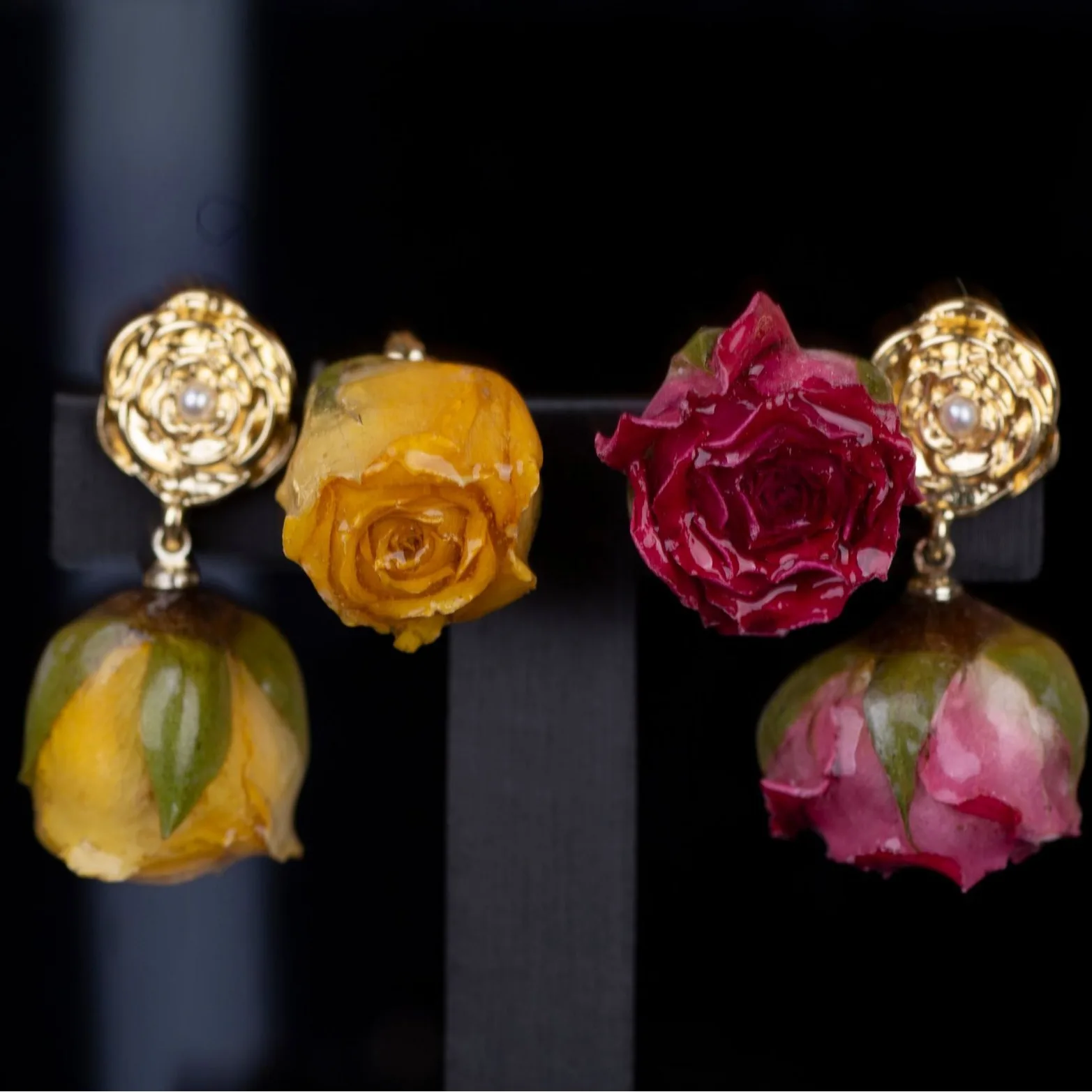 The immortal rose true flower hand-made earrings exaggerated section fresh sweet girl earrings free delivery