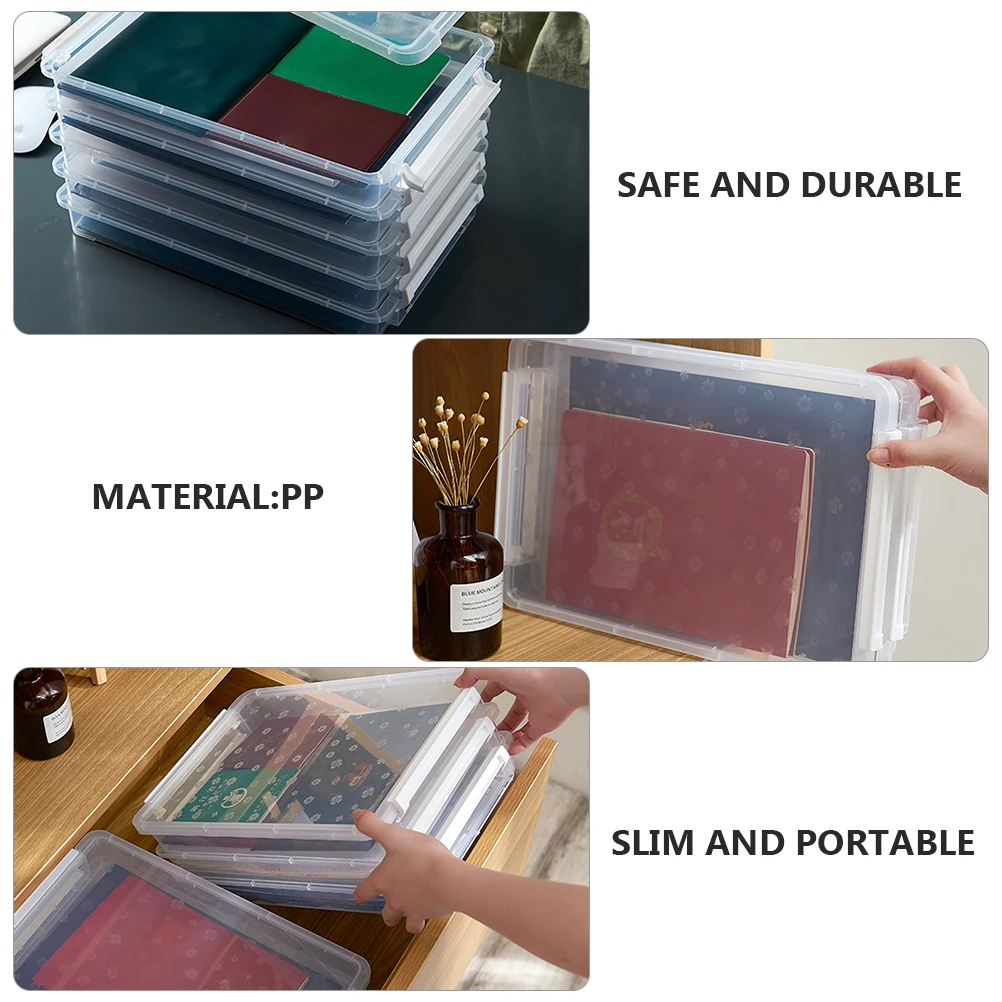 

Transparent Storage Box File ganizer PP Folder Desk Container Magazine Holder Document Case Office Box File Storage