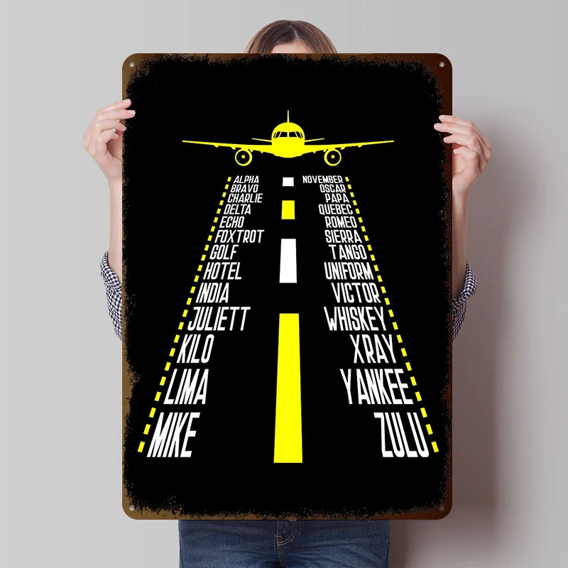 Airplane Pilot Aviator Printed Poster Customized Retro Wall Art Vintage Metal Tin Signs for Home Gaming Room Decoration Cozy