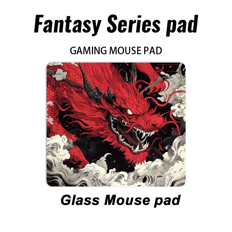 

Red Demon Dragon Cool Gaming Mouse Pad - XXL Trendy Boy Tempered Photovoltaic Glass Surface for FPS eSports & Office Home Use