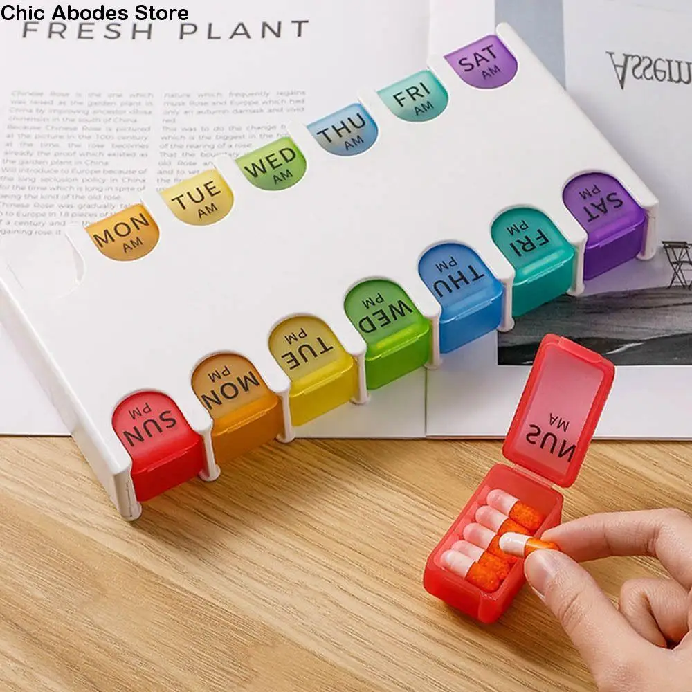 

With 14 Compartment 7 Day Pill Organizer Moisture-proof Dust-proof Weekly Pill Case Waterproof Detachable