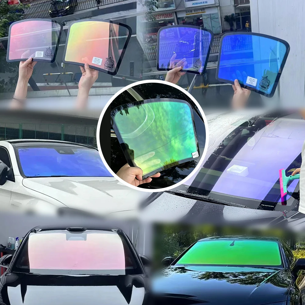 

Width50cm Car Window Tint Solar Tint Film Purple/Green/Blue/Red Chameleon 60-80%VLT Auto Side Windshield Color Change Film