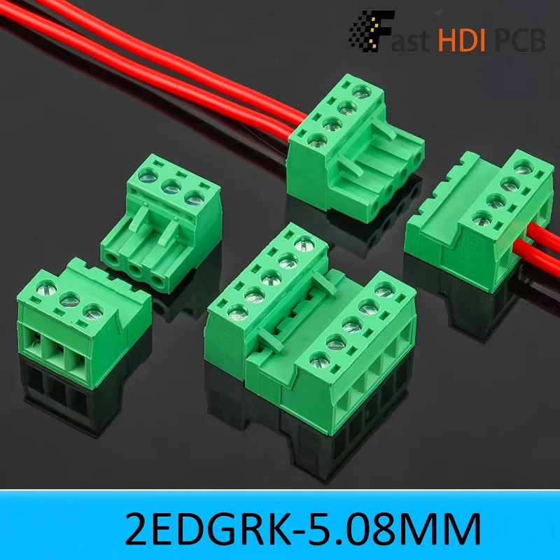 2EDGRK Terminal Block Connector 5.08mm Pitch Solderless Plug-in Full Set Male Female 10A 300V for PCB to Wire Connection 2P-24P
