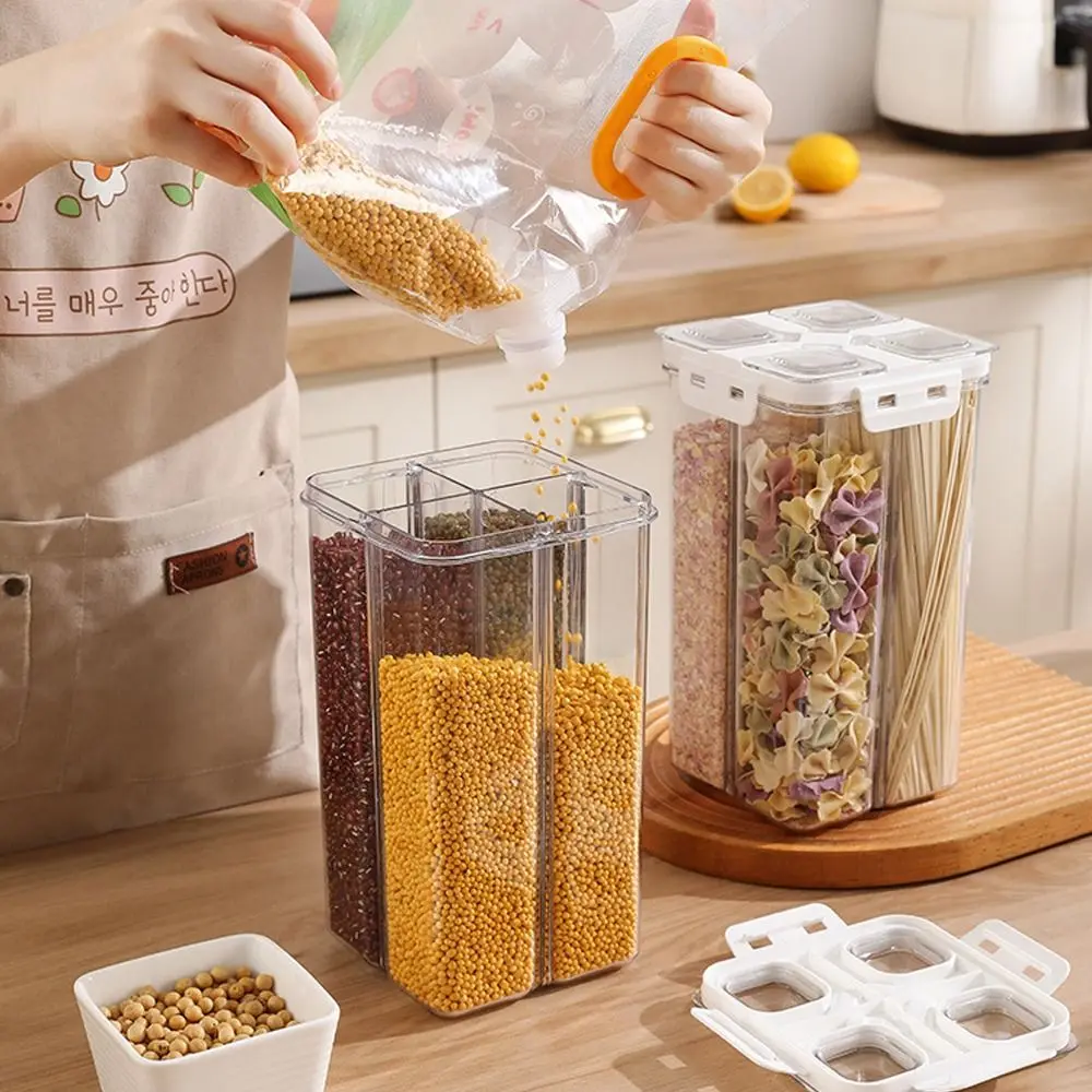 Durable Airtight Cereal Storage Container Transparent Large Capacity Storage Box Moisture-proof Portable Dispenser Household