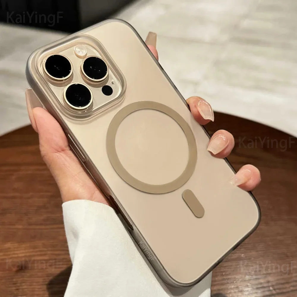 

Ультратонкий чехол для телефона для iPhone 16, 15, 14, 13, 12, 11 Pro Max, матовый полупрозрачный чехол Magsafe с магнитной беспроводной зарядкой