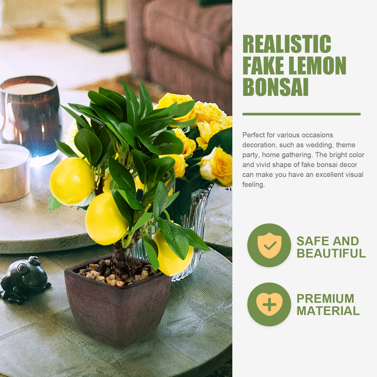 

Premium Fake Lemon Bonsai Decorativeartificial Potted Plantshome Wedding Party Decoration Desktoplemon Tree Ornament Fake Green